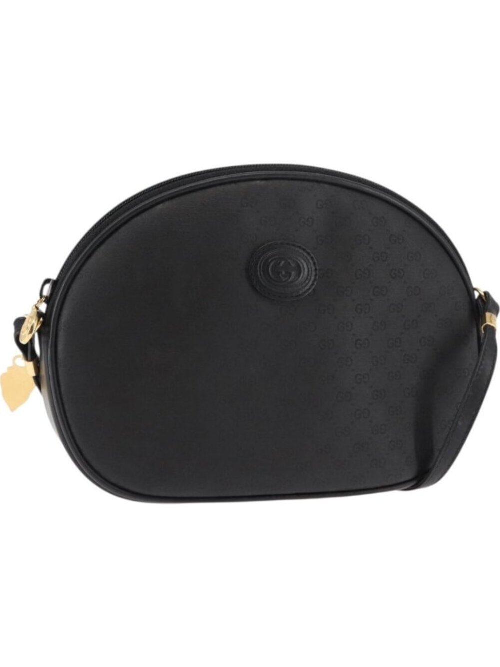 GUCCI Micro GG Canvas Shoulder Bag PVC Leather Black